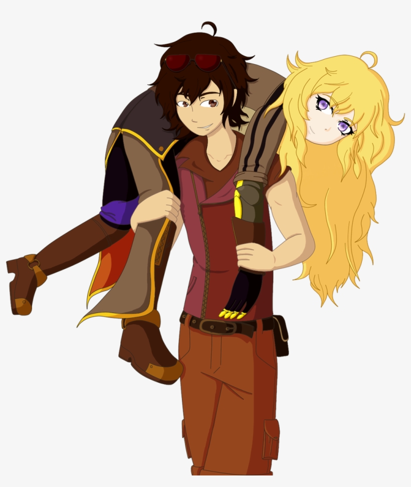 Aka Colored That Picture Of Rwby @chuggaaconroy Carrying - Fireman Carry Anime, transparent png download