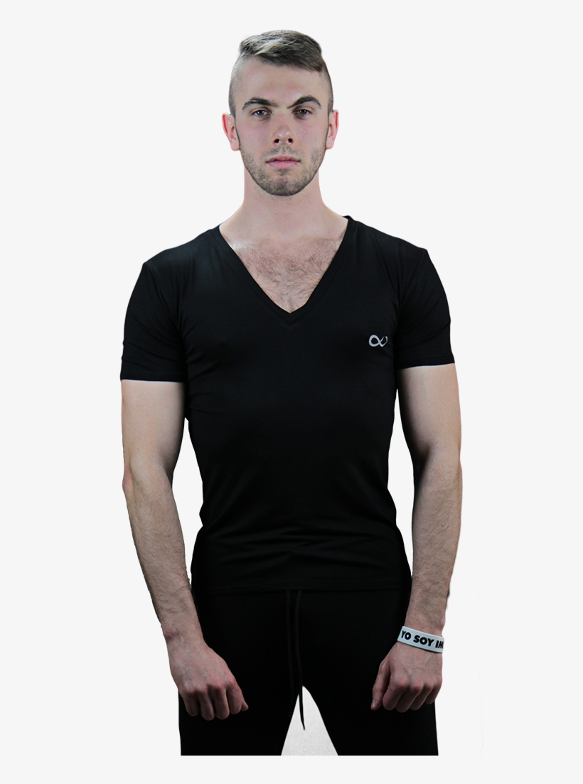 Camiseta Infinito Cuello En V Negra - Gentleman, transparent png download
