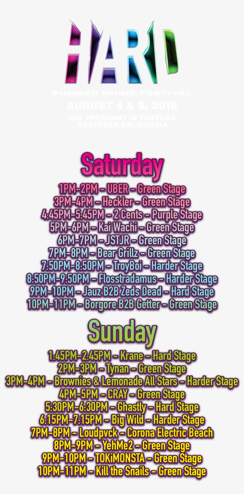 Bringing The Heat With Hard Summer 2018 Dropz Schedule - Hard, transparent png download