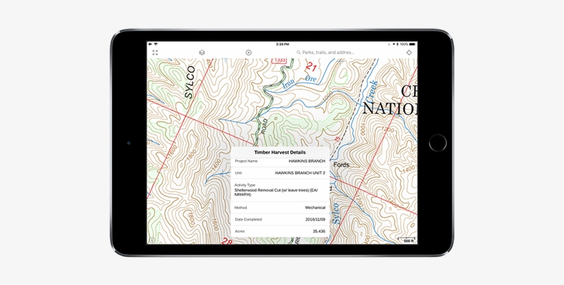 Gaia Gps Usfs Timber Harvest Overlay - Map On Tablet Png, transparent png download