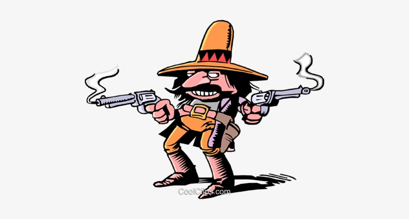 Cartoon Gunslinger Royalty Free Vector Clip Art Illustration - Gunslinger Clipart, transparent png download