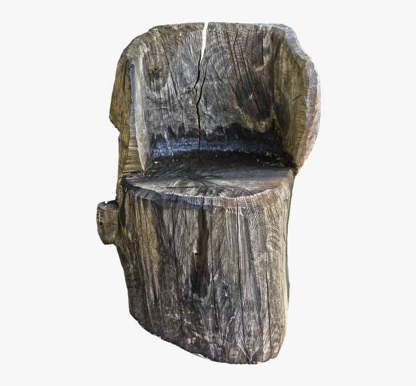 Chair, Seat, Log, Sawn, Wood, Weathered, Structure - Chair, transparent png download