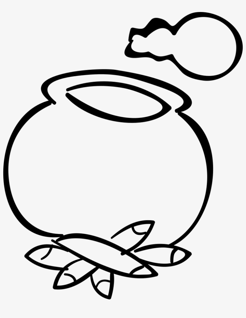 Halloween Stew Of Bones In A Witch Rounded Pot On Firewood - Firewood Cooking Icon, transparent png download