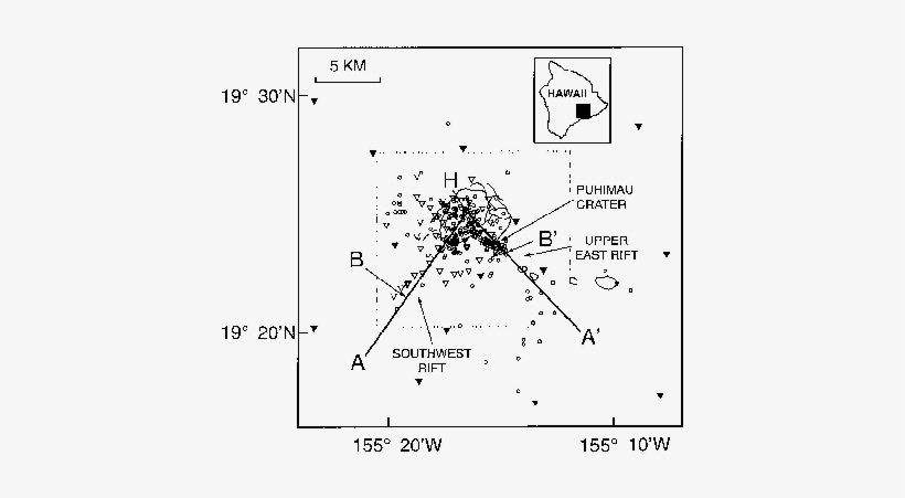 Map Of The Kilauea Caldera Region With Inset Showing - Kīlauea, transparent png download