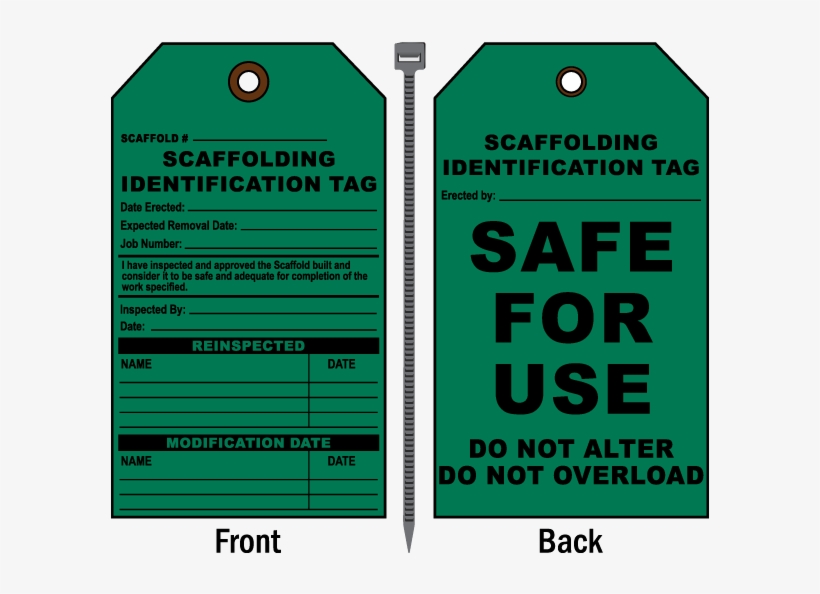 Scaffolding Safe For Use Do Not Alter Tag - Scaffolding Tag, transparent png download