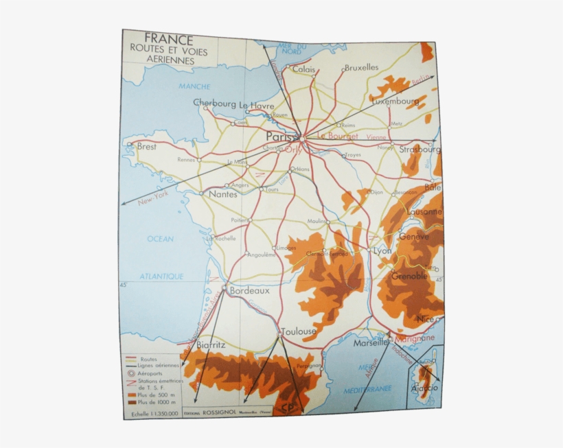 Vintage France Map - France, transparent png download