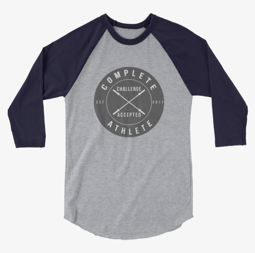 {grey/navy} Tultex 3/4 Sleeve Raglan Shirt With Challenge, transparent png download