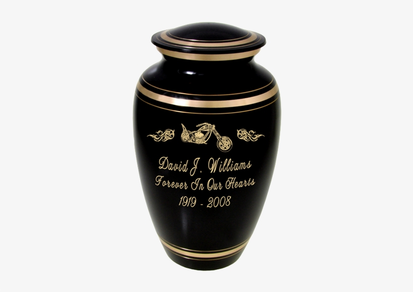 Black Gold Urn With Motorcycle And Flames - Cremation Urn, transparent png download