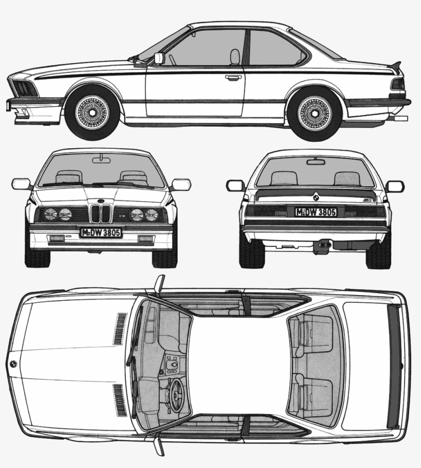 Rendering Of E24 Blueprint - Bmw M6 E24 Blueprints, transparent png download