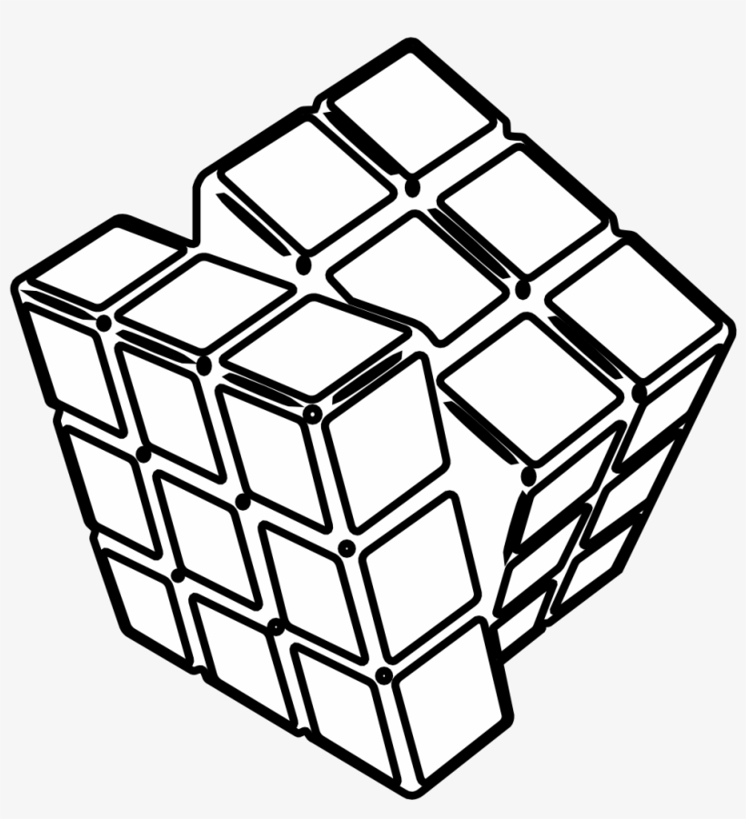 Ice Cubes Clipart - Rubik's Cube Black And White, transparent png download