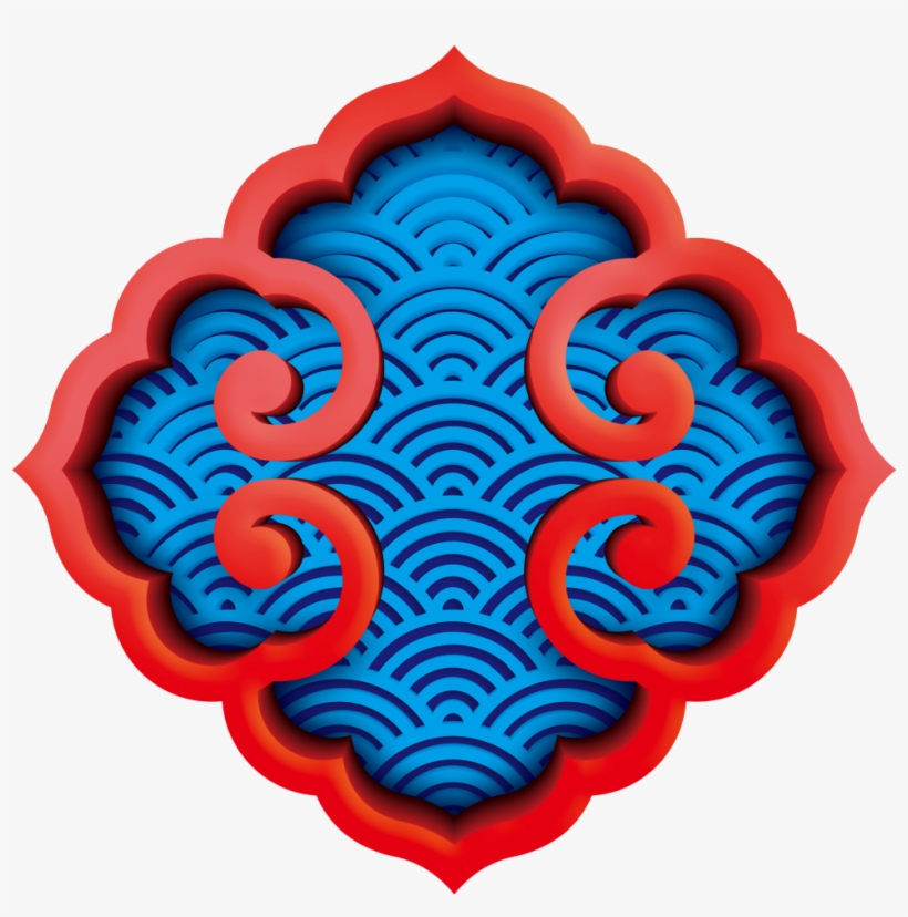 Red And Blue Celebrating The Spring Festival Decoration - Design, transparent png download