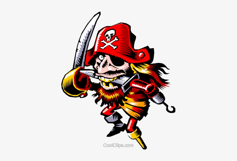 Cartoon Pirate Royalty Free Vector Clip Art Illustration - Knife On Mouth Art, transparent png download