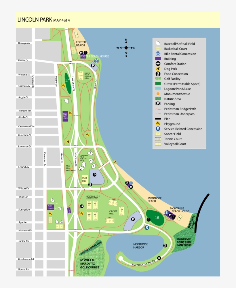 Montrose Beach Map Png - Map Of Montrose Beach Chicago, transparent png download