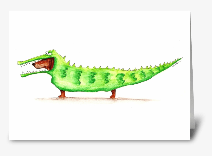 Wiener Dog In Costume Greeting Card - Dachshund, transparent png download