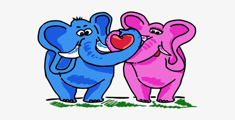 Africa Animal Anthropomorphic Asia Cartoon - Elephant Clipart Love, transparent png download