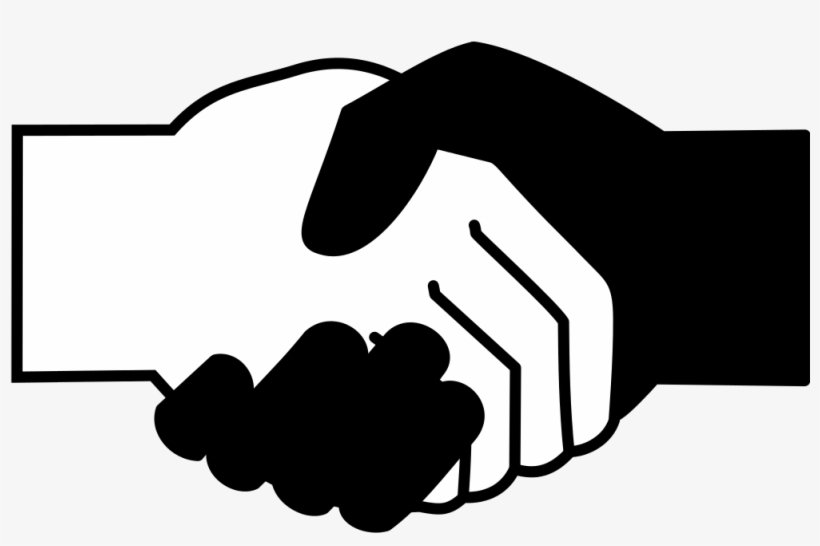 Open - Black White Handshake, transparent png download