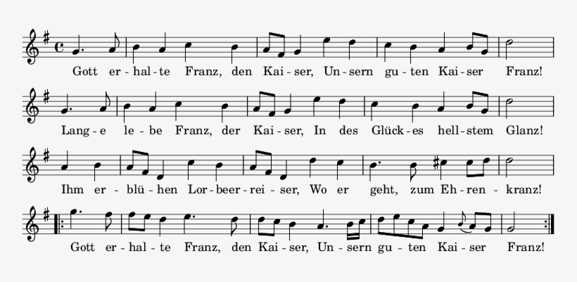 2" \new Staff << \clef Treble \ - Gott Erhalte Franz Den Kaiser, transparent png download