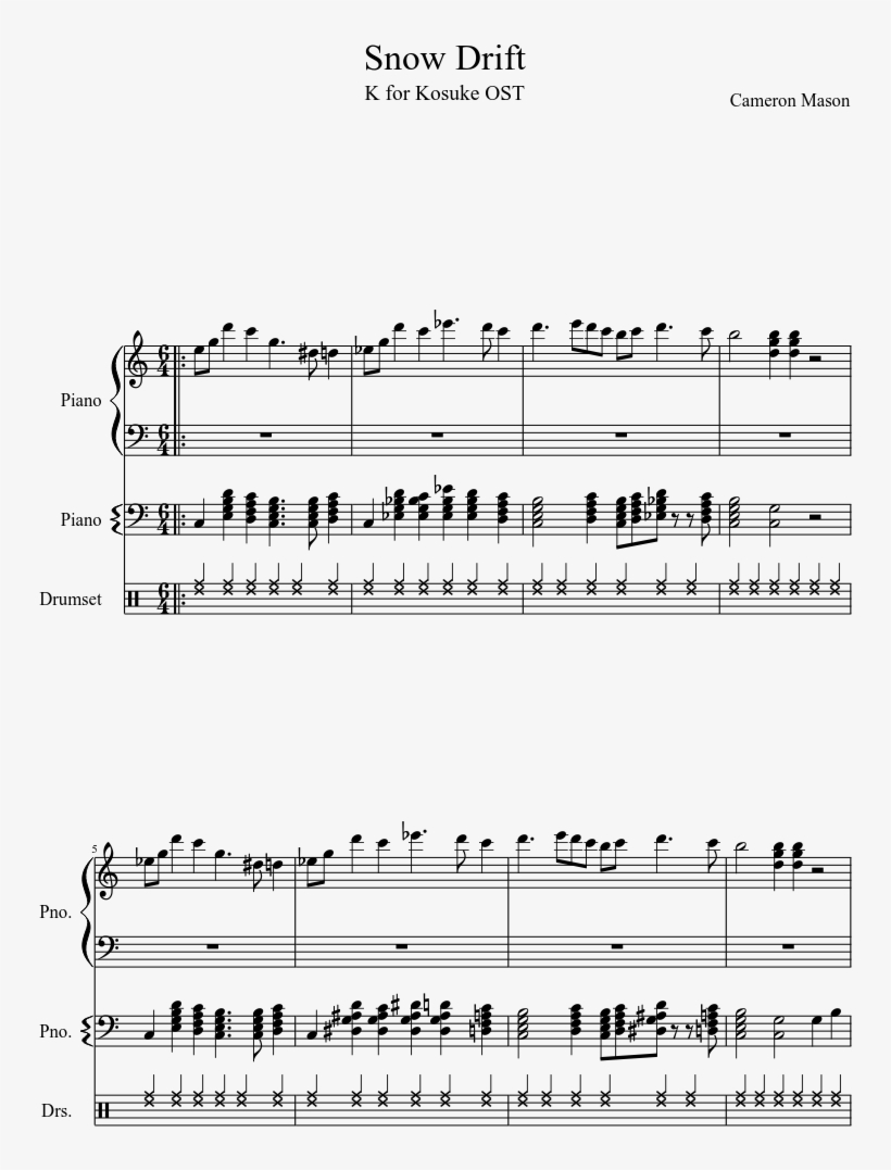 Snow Drift Sheet Music Composed By Cameron Mason 1 - 4 Minutes 33, transparent png download
