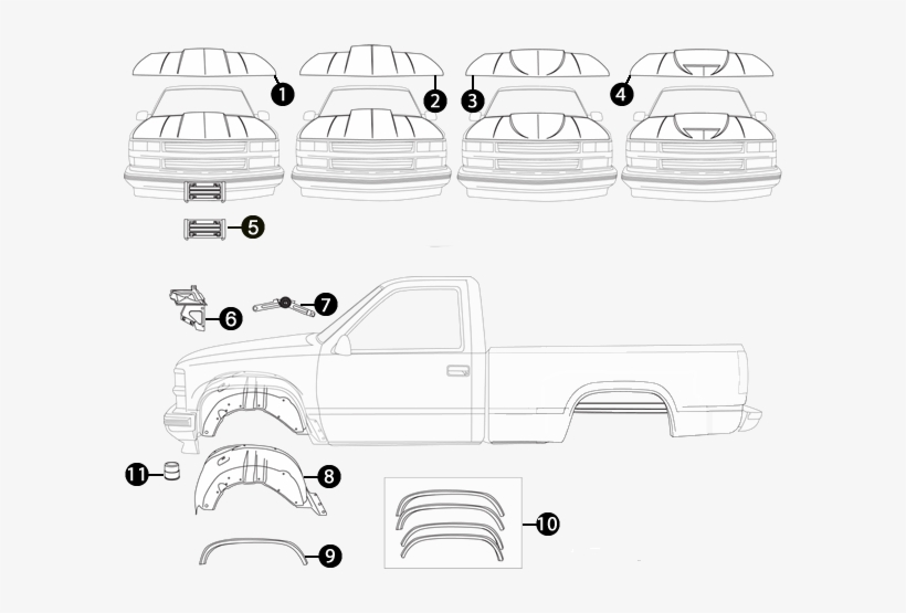 1988-1998 Chevy Pickup - 1988 Chevy Cowl Hood, transparent png download