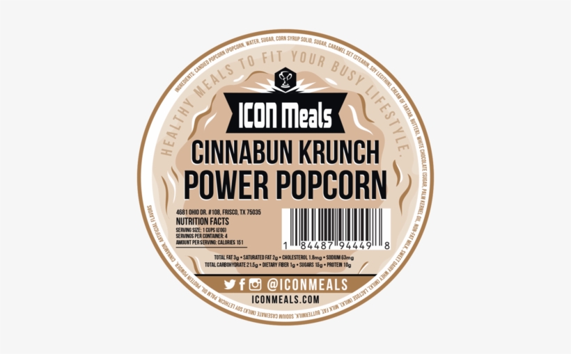 Icon Meals Protein Popcorn Cinnabun Krunch Icon Meals - Icon Meals, Inc., transparent png download