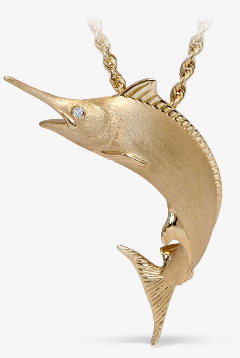 Yellow Gold Marlin Diamond Fish Necklace - Pendant, transparent png download