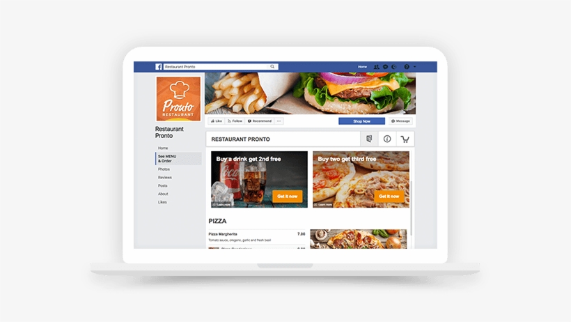 Facebook Menu App With The Tab Opened - Restaurant, transparent png download