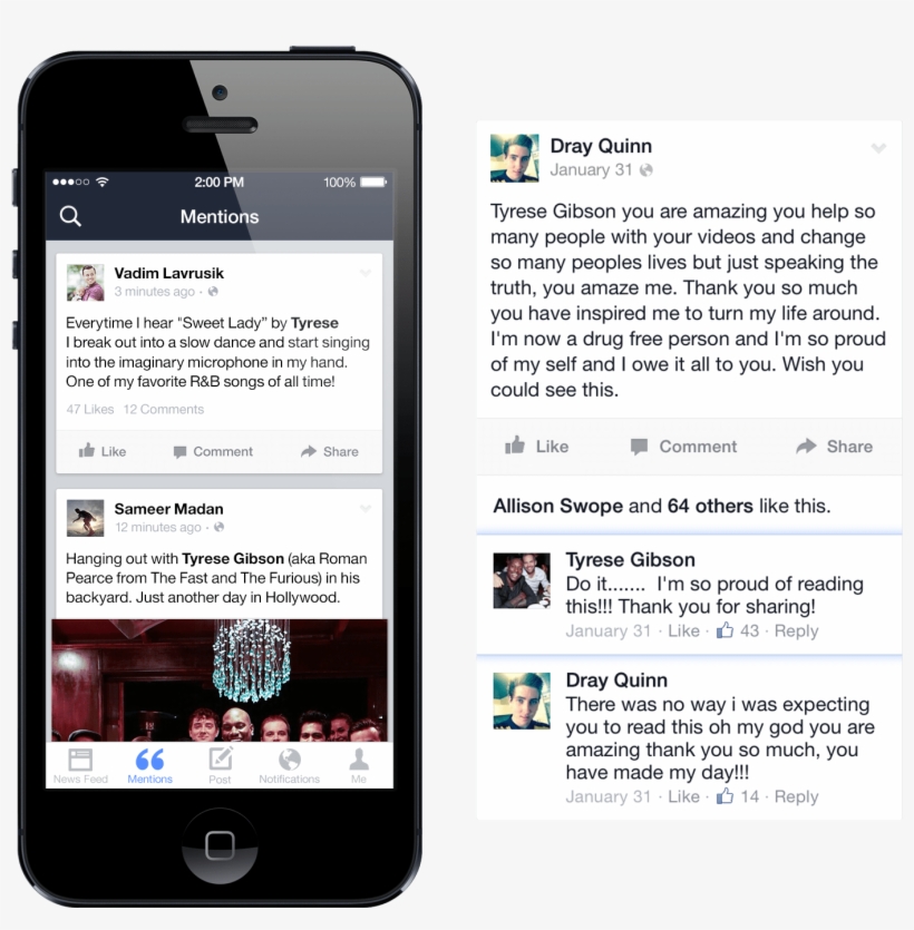 Facebook Rolling Out Mentions Iphone App For Verified - Mentions On Facebook, transparent png download