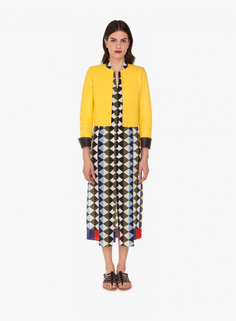 Short Jacket In Lamb Nappa Leather - Polka Dot, transparent png download