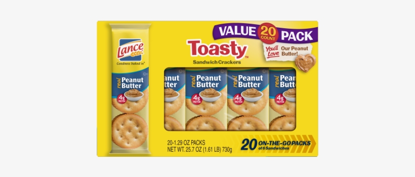 Lance Sandwich Crackers, Toasty Peanut Butter Family - Lance Toasty And Toastchee Assorted Sandwich Crackers,, transparent png download