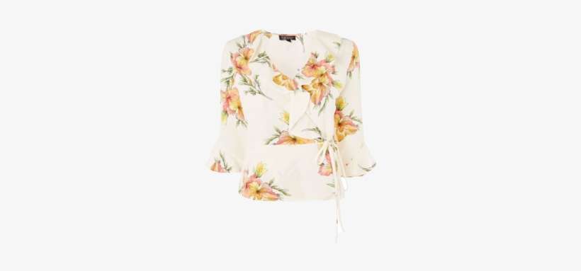 Floral Print Wrap Blouse - Topshop Wrap Floral Blouse Size 10, transparent png download