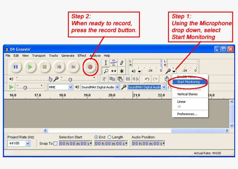 Start Recording - Audacity 1.2 6, transparent png download