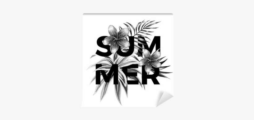 Black And White Floral Print Wall Mural • Pixers® • - Quadro Decorativo - Summer - 417qddm, transparent png download