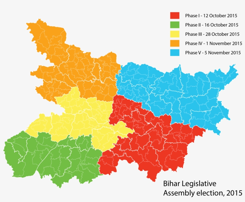 2015 Bihar State Assembly Polling Dates - Bihar Map Vector, transparent png download