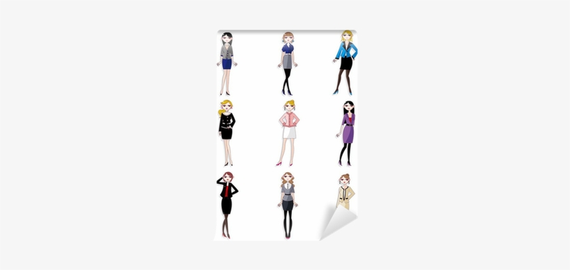 Cartoon Pretty Office Woman Worker Icon Set - Dibujo Mujer Trajadora, transparent png download