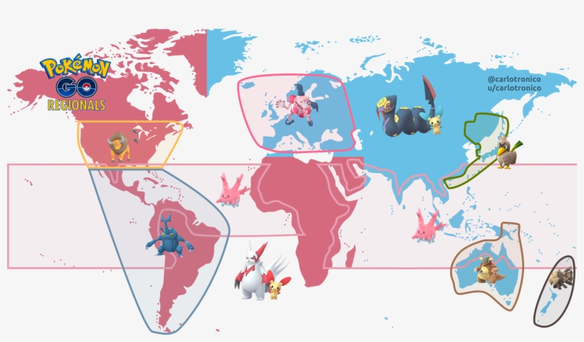 Current Regional Map Based On Reports From Reddit Users Pokemon Go Regionals Map Png Image Transparent Png Free Download On Seekpng