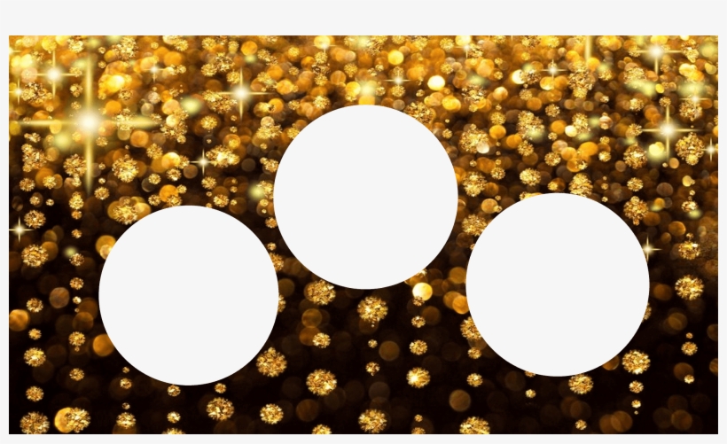 Moldura Ouro-3 Fotos Redondas - Gold Glitter Bokeh Background, transparent png download