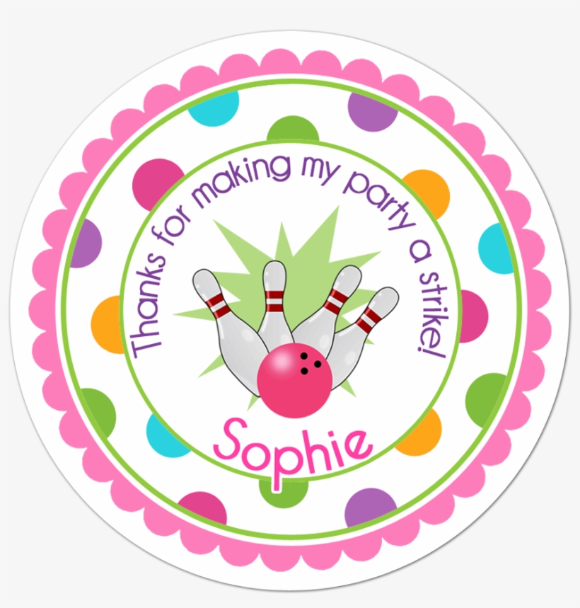 Bowling Wide Polka Dot Border Personalized Sticker - Circle, transparent png download