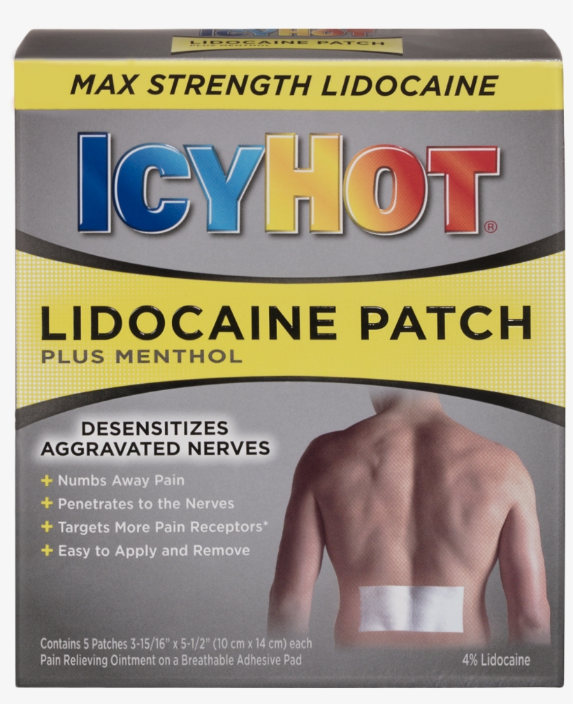 Two Active Ingredients To Relieve Pain Fast - Icy Hot Lidocaine Patch, transparent png download