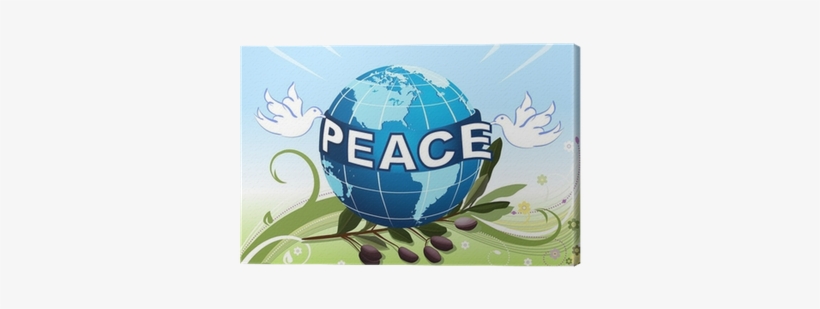 Cuadro En Lienzo Paz Del Vector De La Tierra Con Las - Palomas Blancas De La Paz, transparent png download
