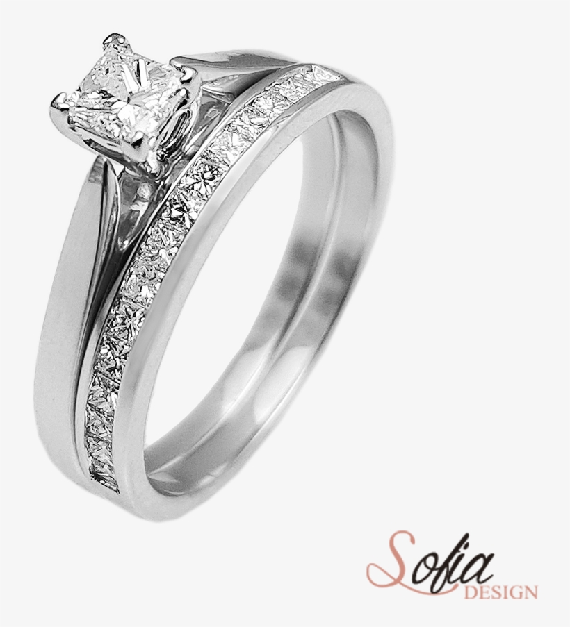 Set De Anillos Con Diamantes En Oro Blanco 10kt - Gold, transparent png download