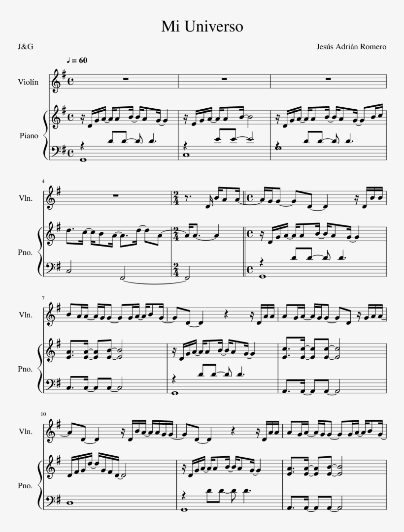 Mi Universo Sheet Music Composed By Jesús Adrián Romero - Universo Partitura, transparent png download