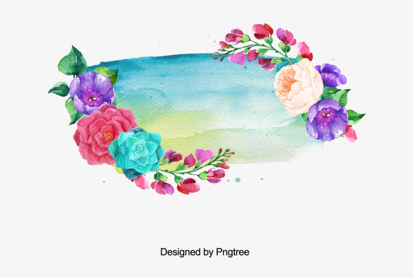 Pintado A Mano De Flores Y Marco De Salpicaduras De - Psd, transparent png download
