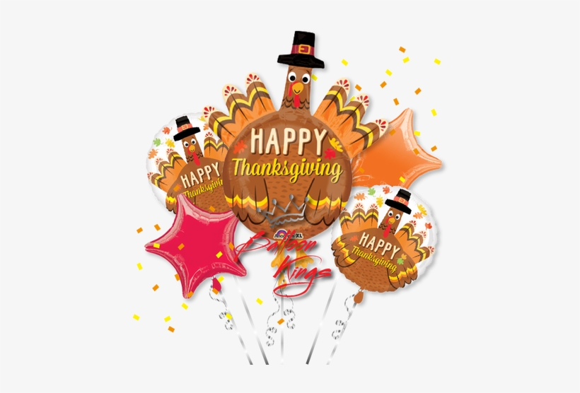 Pilgrim Turkey Bouquet - 38 Inch Thanksgiving Pilgrim Turkey Balloon - 5 Pieces, transparent png download