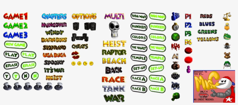 Click For Full Sized Image Main Menu Text & Icons - Conker's Bad Fur Day Text, transparent png download