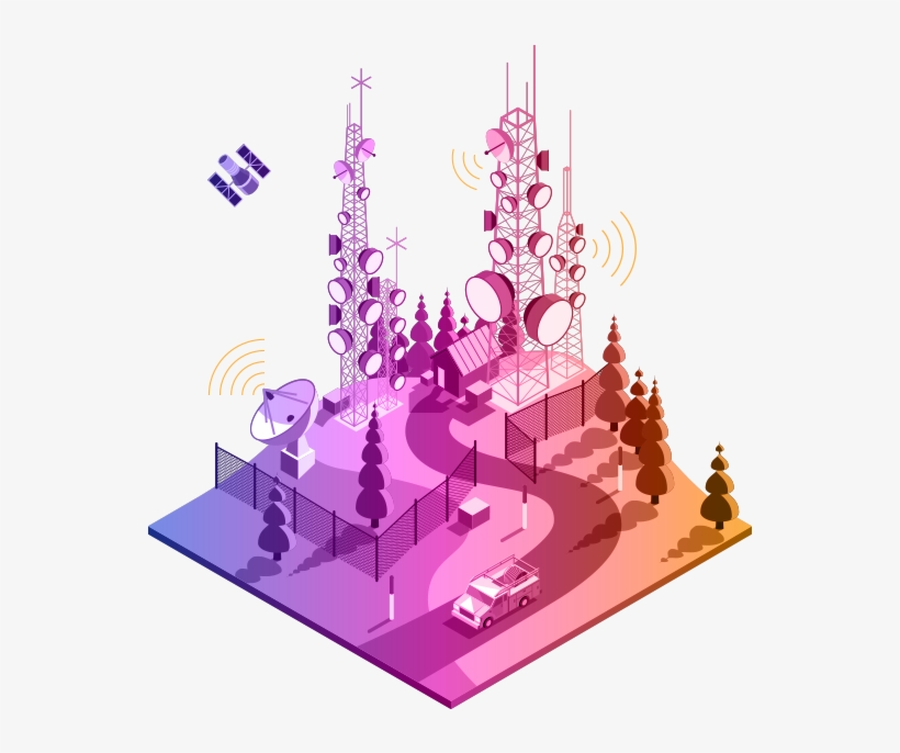 Telecommunications Illustration With Purple To Yellow - Telecommunications Png, transparent png download