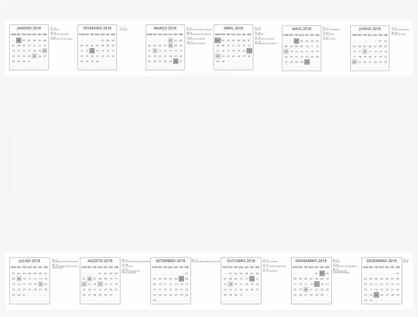 Calendário 2018 Com Fundo Transparente - Calendar, transparent png download