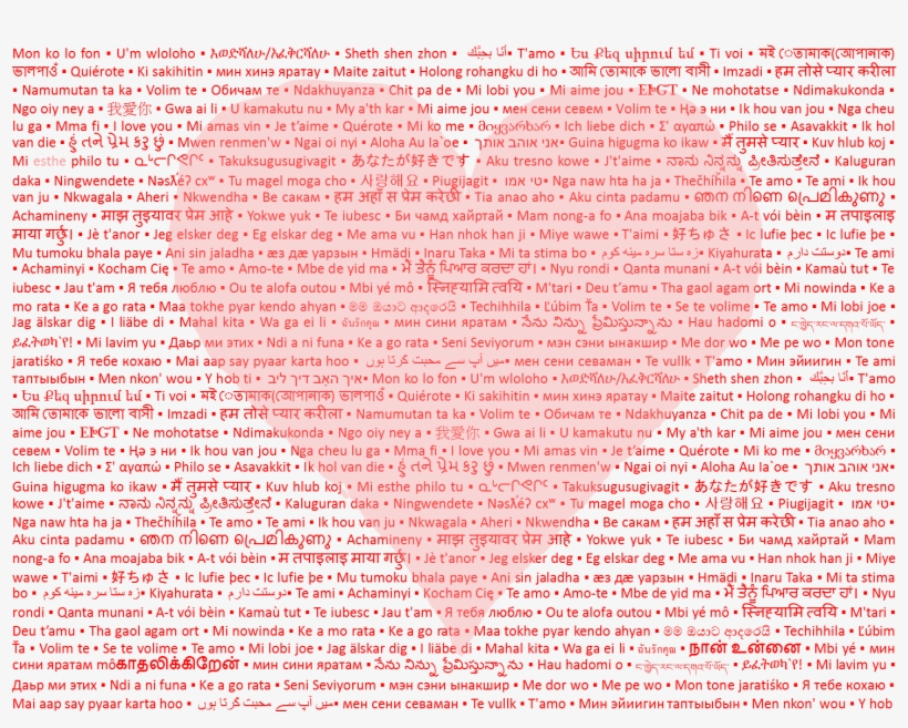 How To Say I Love You In Different Langauges - Love, transparent png download
