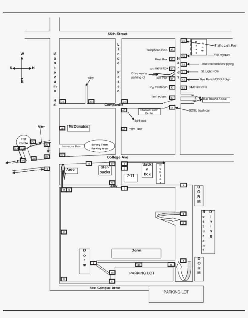 San Diego State University Survey Route - Diagram, transparent png download
