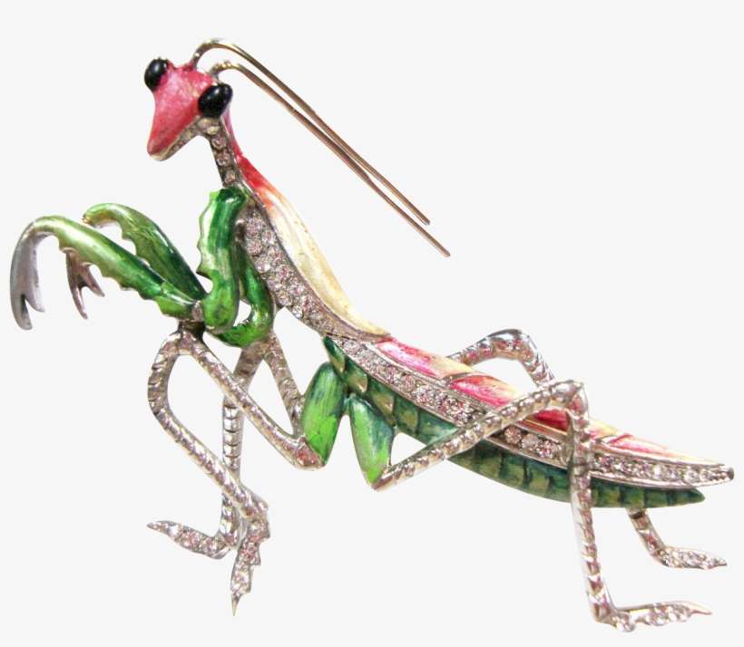 Mb Boucher Rare Large Metallic Enamel And Pave 'preying/praying - Mantidae, transparent png download