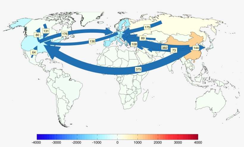 The Reddish Countries Are Net “importers” Of Carbon - Map, transparent png download
